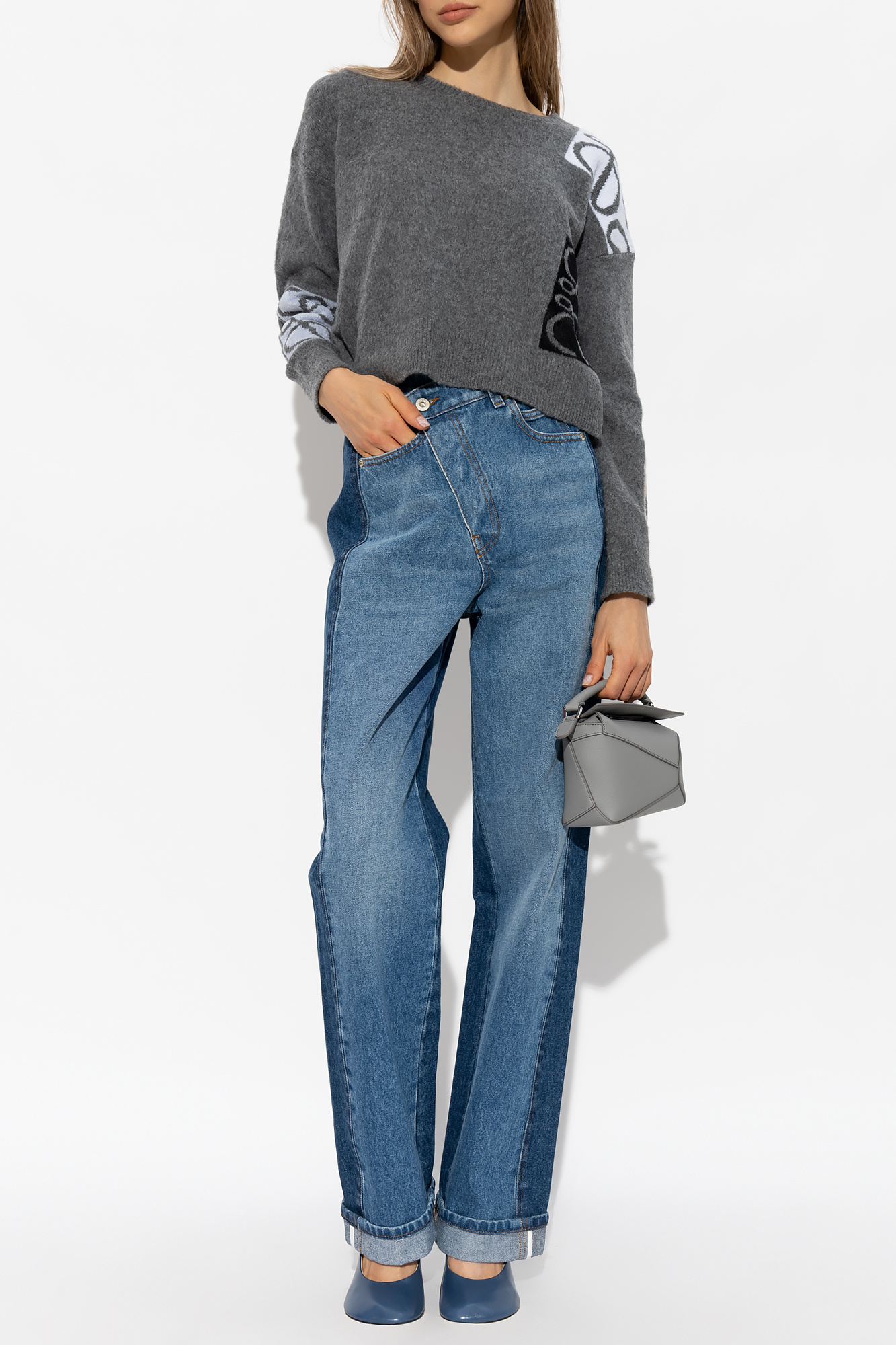 Grey Wool sweater oversized loewe - SchaferandweinerShops